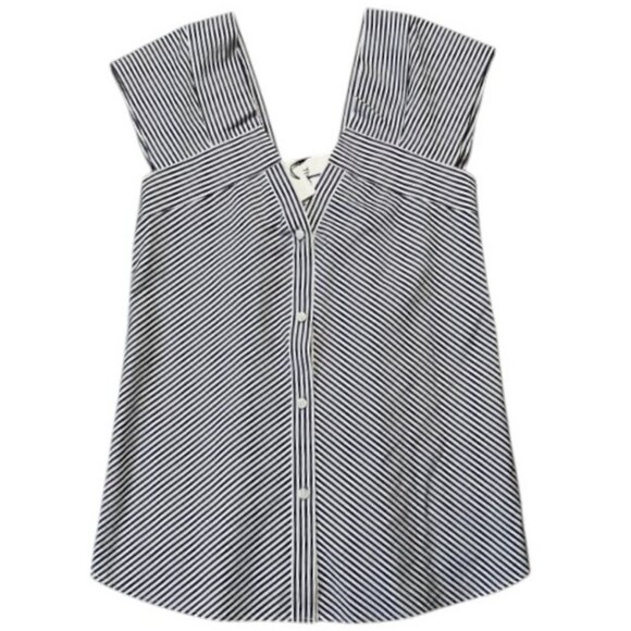 Theory Hartman blue and white stripes V-neck top size L - Picture 1 of 3